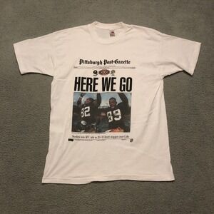 Single Stitch Vtg 1996 Pittsburgh Steelers Super Bowl XXX AFC Champ Tee XL White